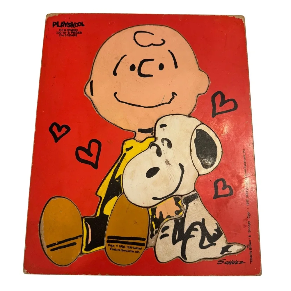 Playskool Charlie Brown Snoopy Valentine Wooden Puzzle‎ 230-10 8 Pieces Peanuts